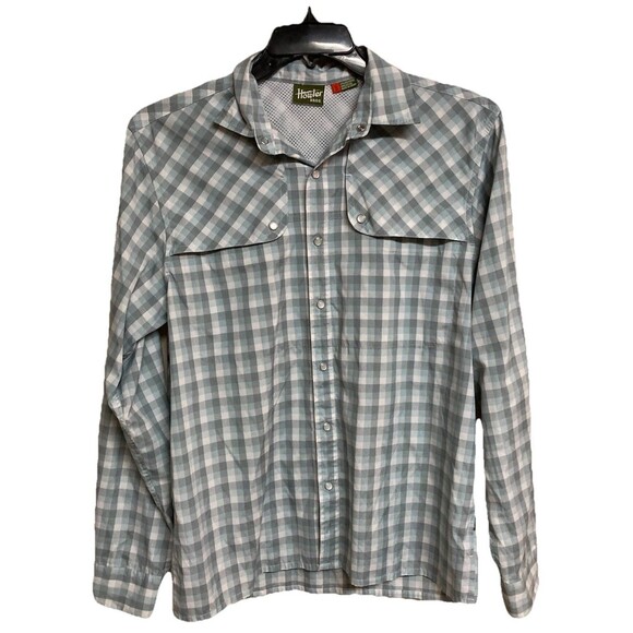 Men's Howler Brothers Long Sleeve Shirt Vented Pearl Snap Blue Gray Checks Sz Sm - Picture 1 of 8